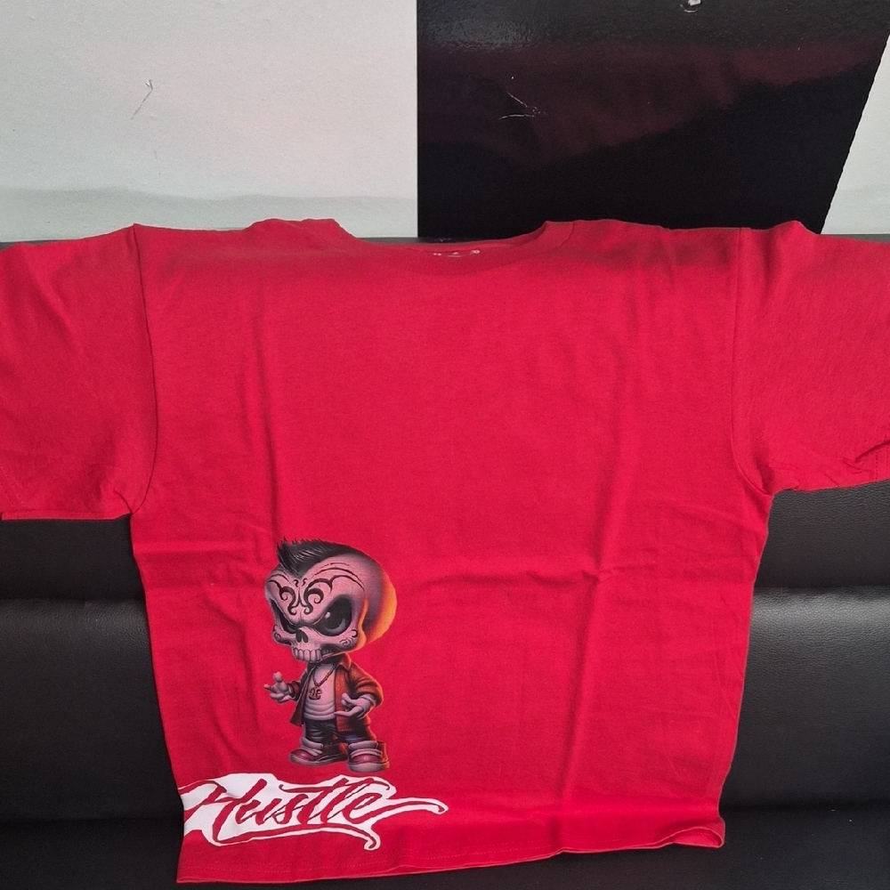 Red Kids Shirt with Skull Graphic